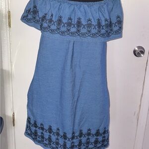 Sears Blue and Black Embroidered Dress